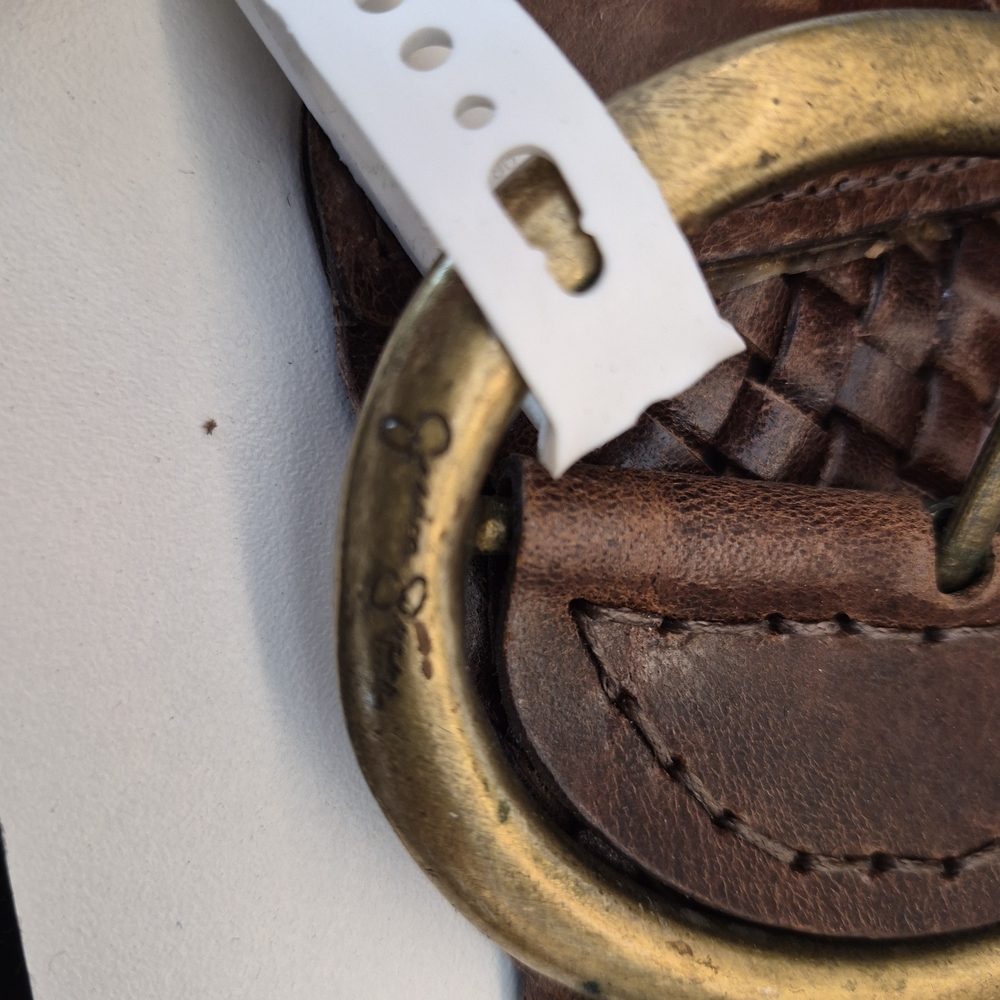 NWT Jessica Simpson 3 Inch Wide Brown Woven Belt with Gold Buckle XL - Picture 2 of 6